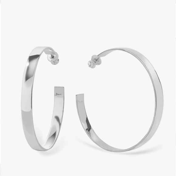 Melinda Maria Atlas  Hoop Earrings 2” Silver - Picture 1 of 5
